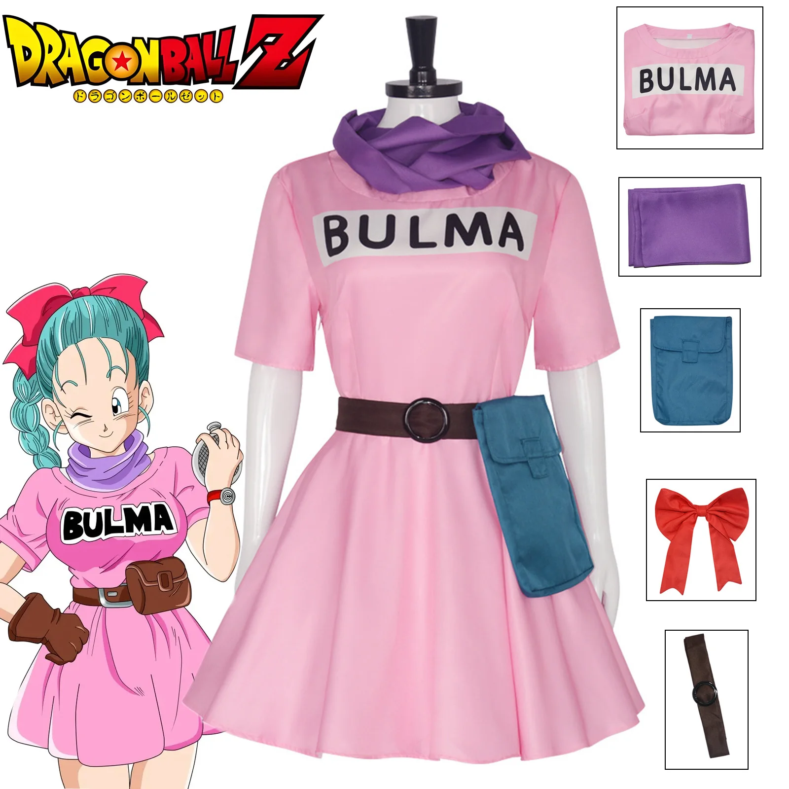 Костюм Bulma для косплея в кавайном стиле, розовое платье, галстук-бабочка, шарф и реквизит, костюмы для ролевых игр для девочек на Хэллоуин, карнавал, вечеринку
Костюм Bulma для косплея в кавайном стиле, розовое платье, галстук-бабочка, шарф и реквизит, костюмы для ролевых игр для девочек на Хэллоуин, карнавал, вечеринку