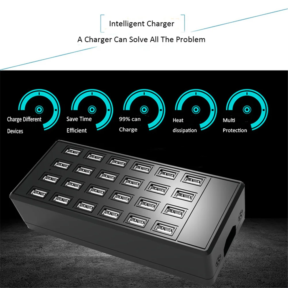 High Power 24 Ports 100W Smart Phone Charger Station Mobile Game Collective Hang-up Charging Station 5V~2A100W Charger
High Power 24 Ports 100W Smart Phone Charger Station Mobile Game Collective Hang-up Charging Station 5V~2A100W Charger