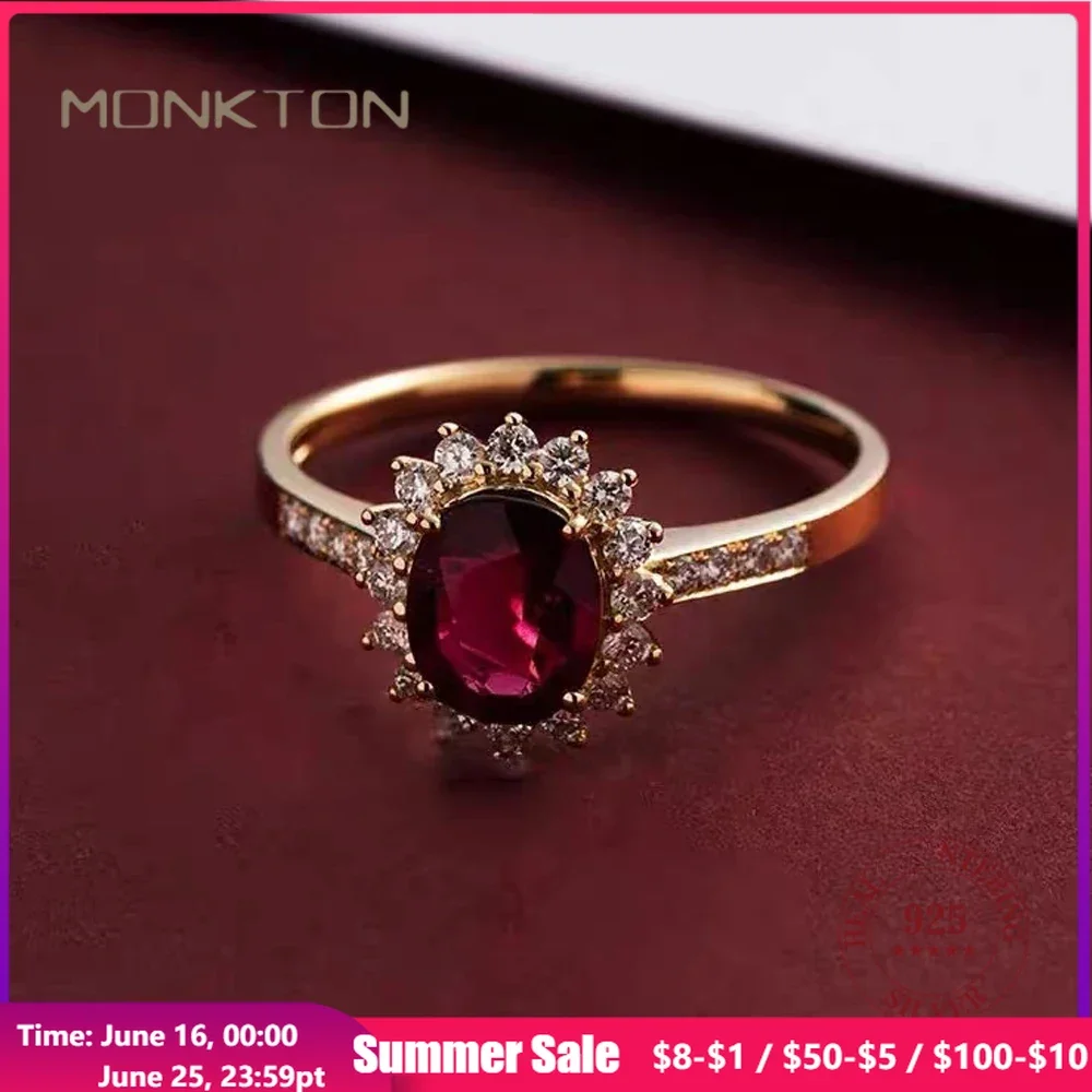Monkton S925 Sterling Silver Red Gemstone Wedding Rings for Women Vintage 18K Gold Plated Sunflower Promise Ring Fine Jewelry
Monkton S925 Sterling Silver Red Gemstone Wedding Rings for Women Vintage 18K Gold Plated Sunflower Promise Ring Fine Jewelry
