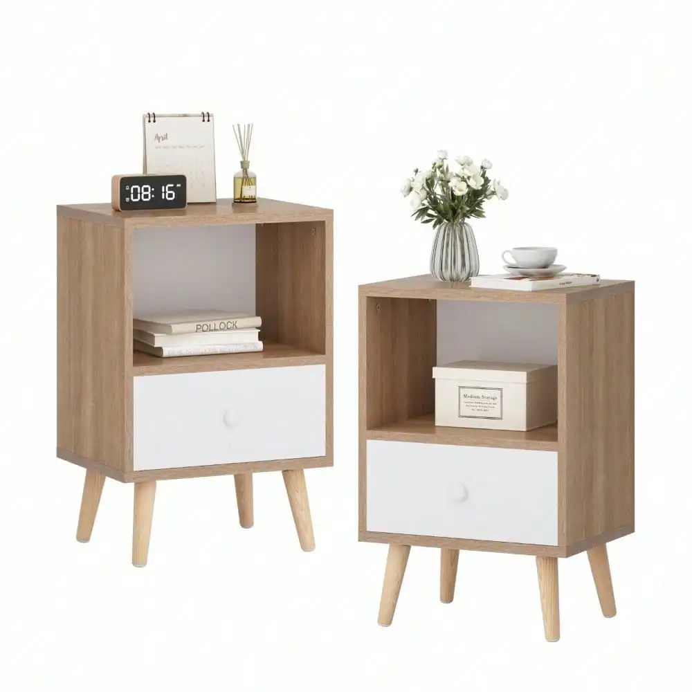 Set of 2 Nightstand 2-tier End Table with Open Shelf and Drawer for Living Room
Set of 2 Nightstand 2-tier End Table with Open Shelf and Drawer for Living Room