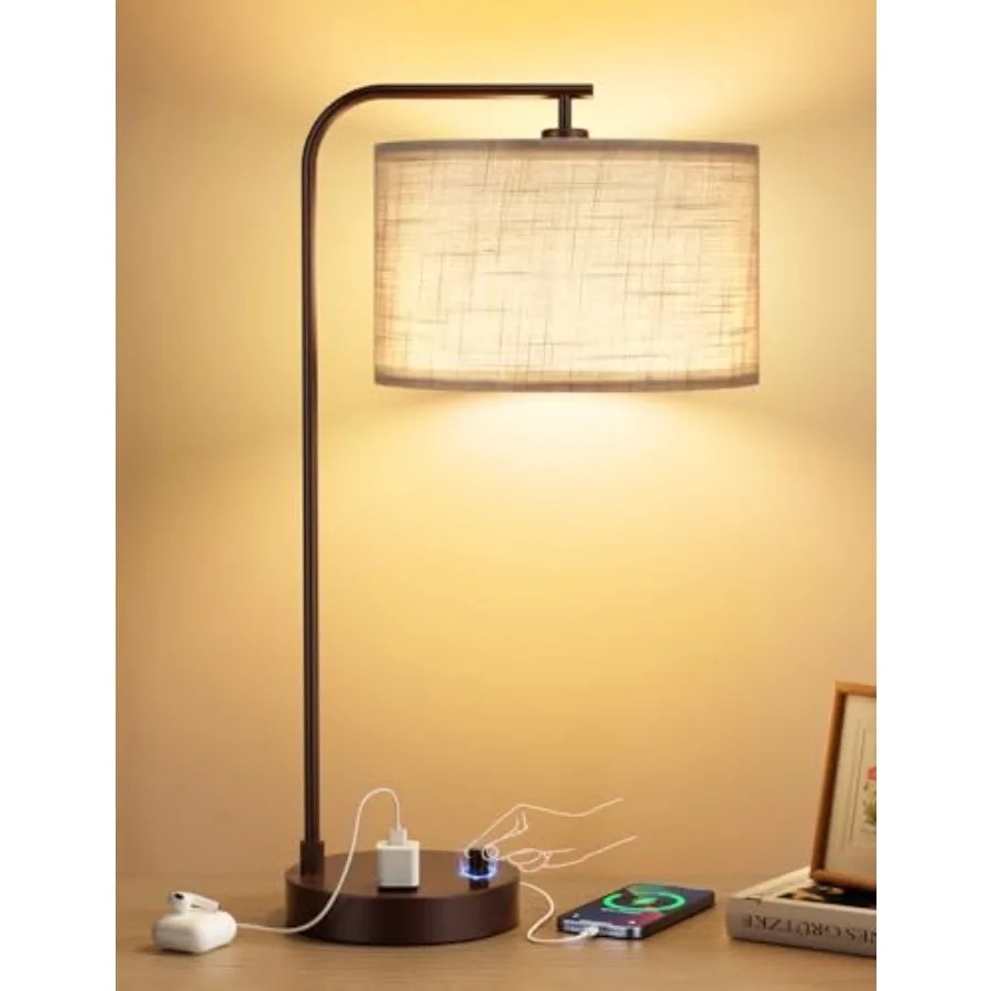 Grey Tall Lamp for Bedroom with USB Port and Outlet, Dimmable Nightstand Bedside Lamps with Linen Lampshade, Desk Lamp for Home
Grey Tall Lamp for Bedroom with USB Port and Outlet, Dimmable Nightstand Bedside Lamps with Linen Lampshade, Desk Lamp for Home
