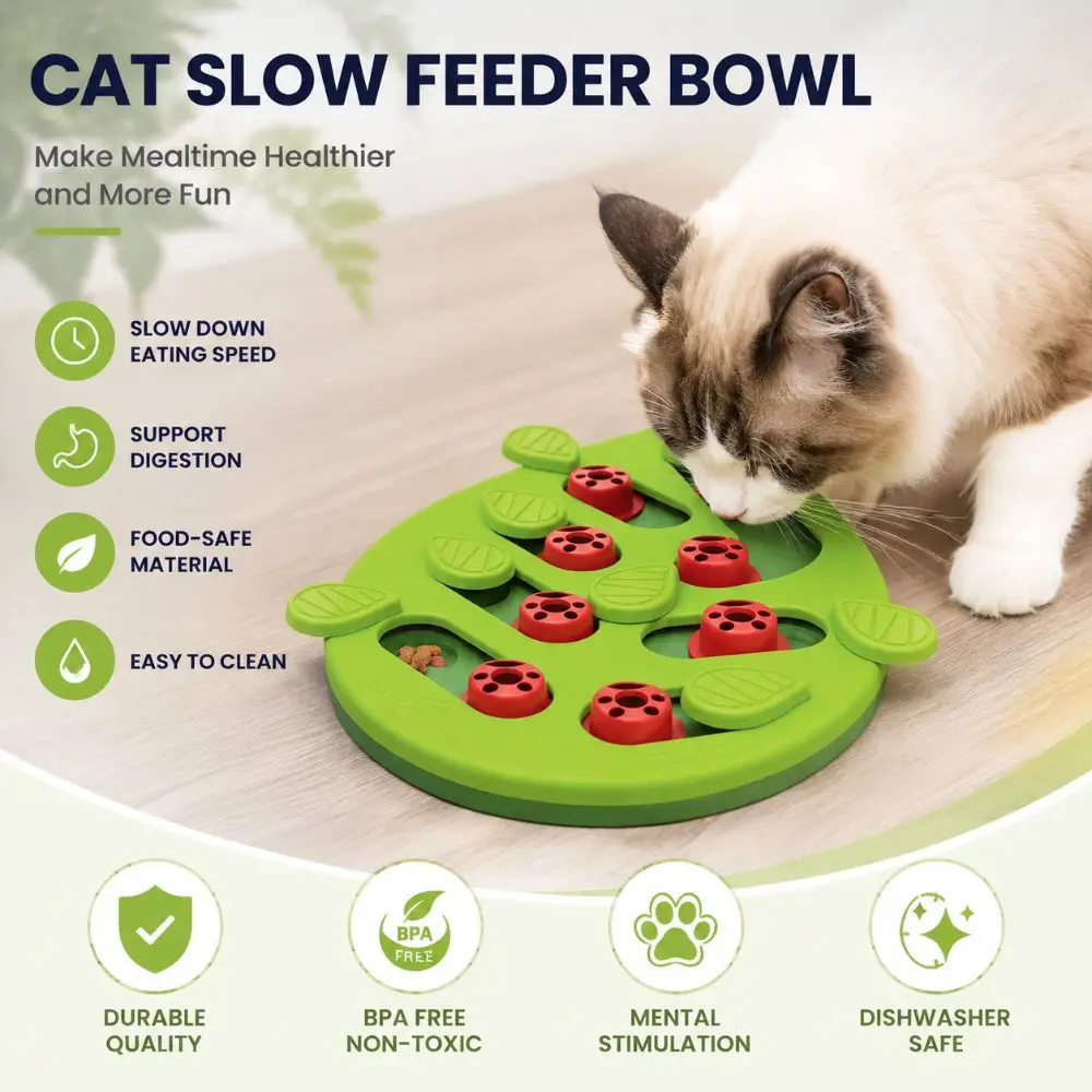 Green Leaf Shaped Cat Puzzle Treat Toy Non Toxic Relieve Boredom Cat Slow Food Bowl Scratch-resistant Interactive Cat Toys
Green Leaf Shaped Cat Puzzle Treat Toy Non Toxic Relieve Boredom Cat Slow Food Bowl Scratch-resistant Interactive Cat Toys