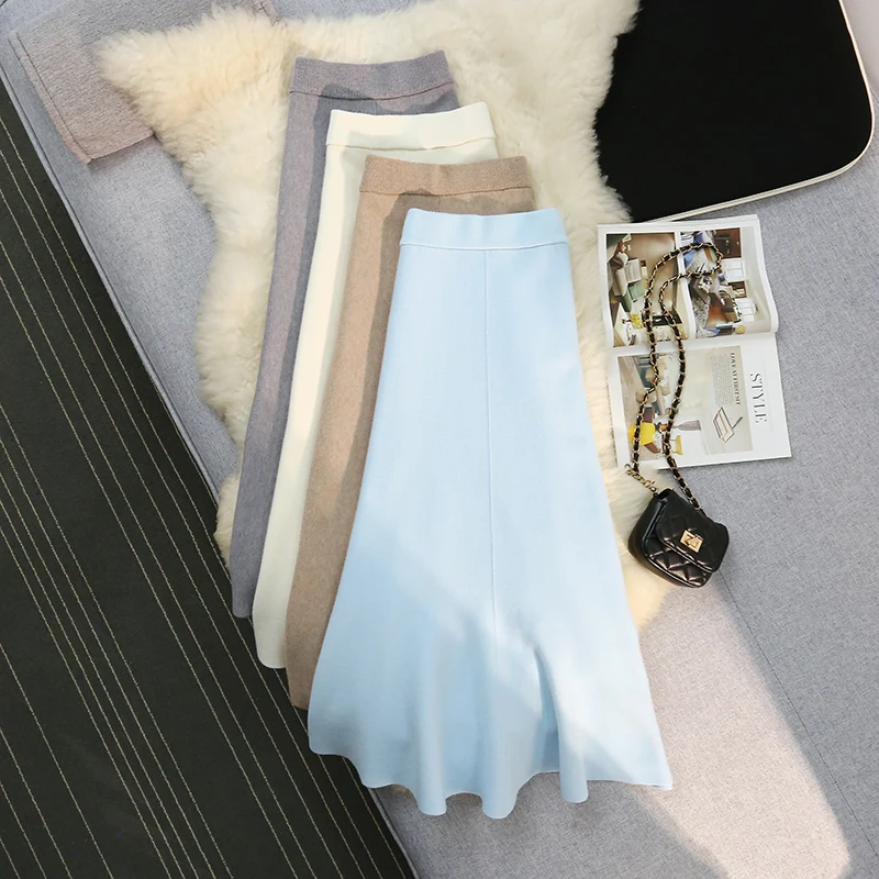 Knitted Mermaid Fishtail Skirt Women Autumn Winter Solid Color Elastic Waist Bodycon Midi Long Skirt
Knitted Mermaid Fishtail Skirt Women Autumn Winter Solid Color Elastic Waist Bodycon Midi Long Skirt