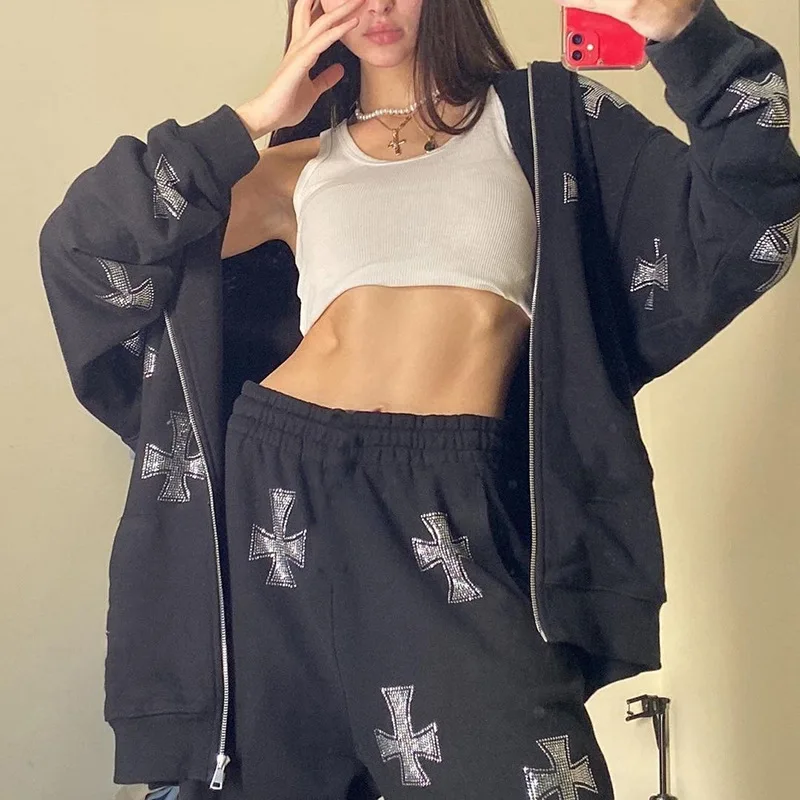 Y2k Punk Print Harajuku Hoodie Oversized Zip Up Casual Jacket Women Retro Casual Loose Long Sleeve Sweater Streetwear Hip Hop
Y2k Punk Print Harajuku Hoodie Oversized Zip Up Casual Jacket Women Retro Casual Loose Long Sleeve Sweater Streetwear Hip Hop