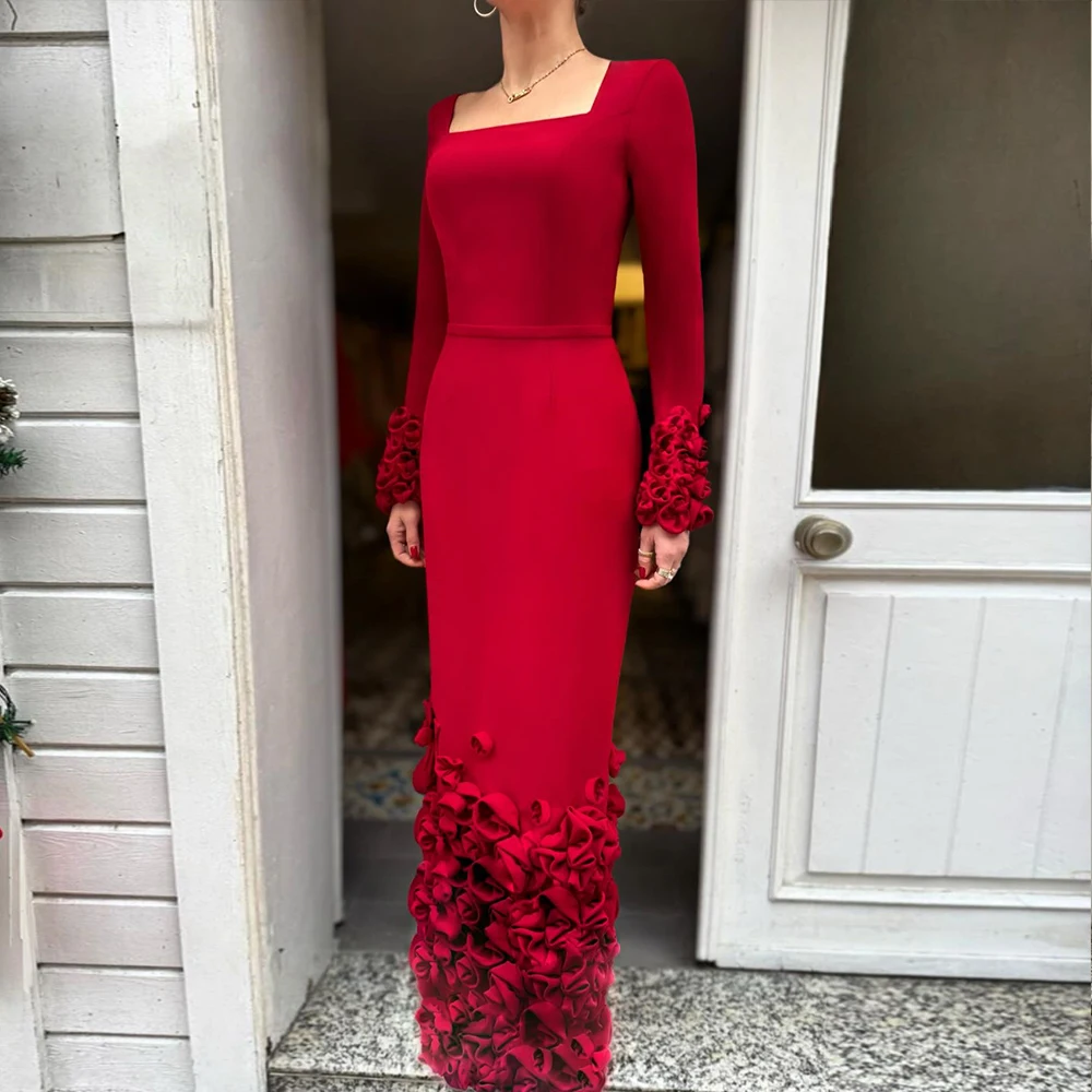 Customized Rose Exquisite Evening Dresses Square Neck Luxury Party Dress Straight El;egant Florals Prom Gowns for Women Bespoke
Customized Rose Exquisite Evening Dresses Square Neck Luxury Party Dress Straight El;egant Florals Prom Gowns for Women Bespoke