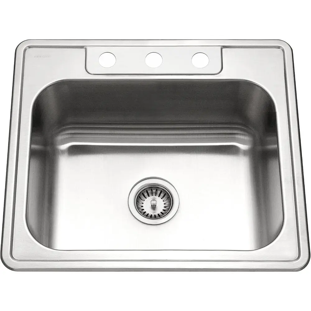 StainlSteel 2522-8BS3-1 Glowtone Series Kitchen Sink - 25" Topmount Drop In Multipose Sink, Single Bowl Basin, 3 Hole, Ideal or
StainlSteel 2522-8BS3-1 Glowtone Series Kitchen Sink - 25" Topmount Drop In Multipose Sink, Single Bowl Basin, 3 Hole, Ideal or