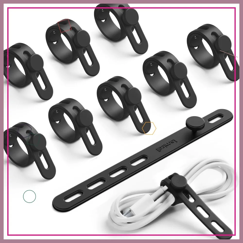 10-Pack Reusable Silicone Cable Ties - Durable Cord Organizer with Lock Buckle, Elastic Charger Strap for Travel & Home
10-Pack Reusable Silicone Cable Ties - Durable Cord Organizer with Lock Buckle, Elastic Charger Strap for Travel & Home