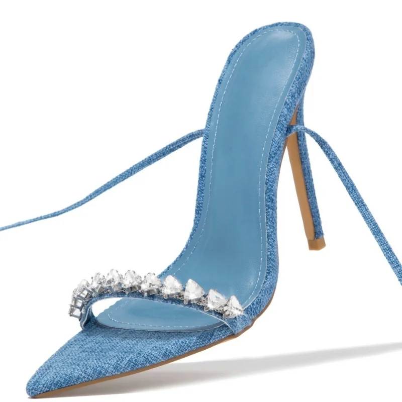 Stylish Pointed Toe Ankle Wrap High Heel Sandals Blue Denim Jeans Crystal Strap Summer Sandals Fashion Female Footwear
Stylish Pointed Toe Ankle Wrap High Heel Sandals Blue Denim Jeans Crystal Strap Summer Sandals Fashion Female Footwear