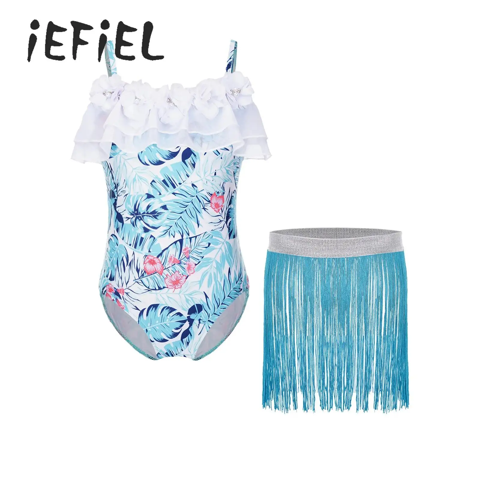 Girls One Piece Swimsuit Spaghetti Strap Floral Print Swimwear Bathing Suit with Fringed Tassel Skirt Cover Ups Beach Holiday
Girls One Piece Swimsuit Spaghetti Strap Floral Print Swimwear Bathing Suit with Fringed Tassel Skirt Cover Ups Beach Holiday
