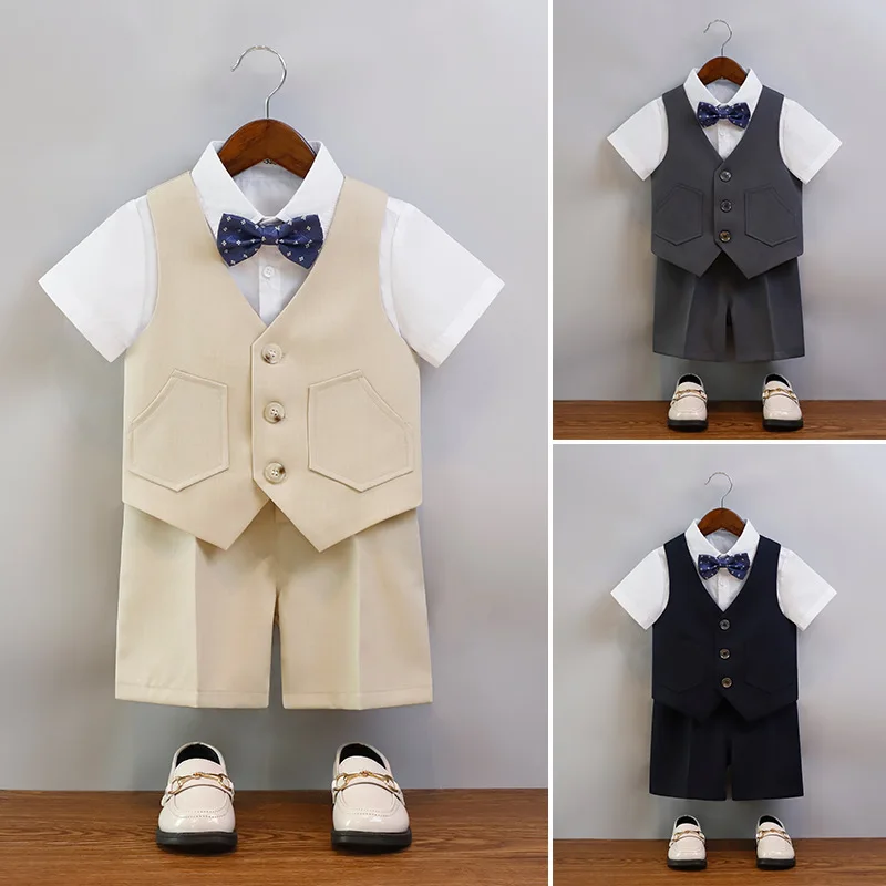 Boys Dress Summer Kids Short-sleeved Sets Children Host Catwalk Speech Piano Costume Flower Child Suit Boy Child Wedding Suit
Boys Dress Summer Kids Short-sleeved Sets Children Host Catwalk Speech Piano Costume Flower Child Suit Boy Child Wedding Suit