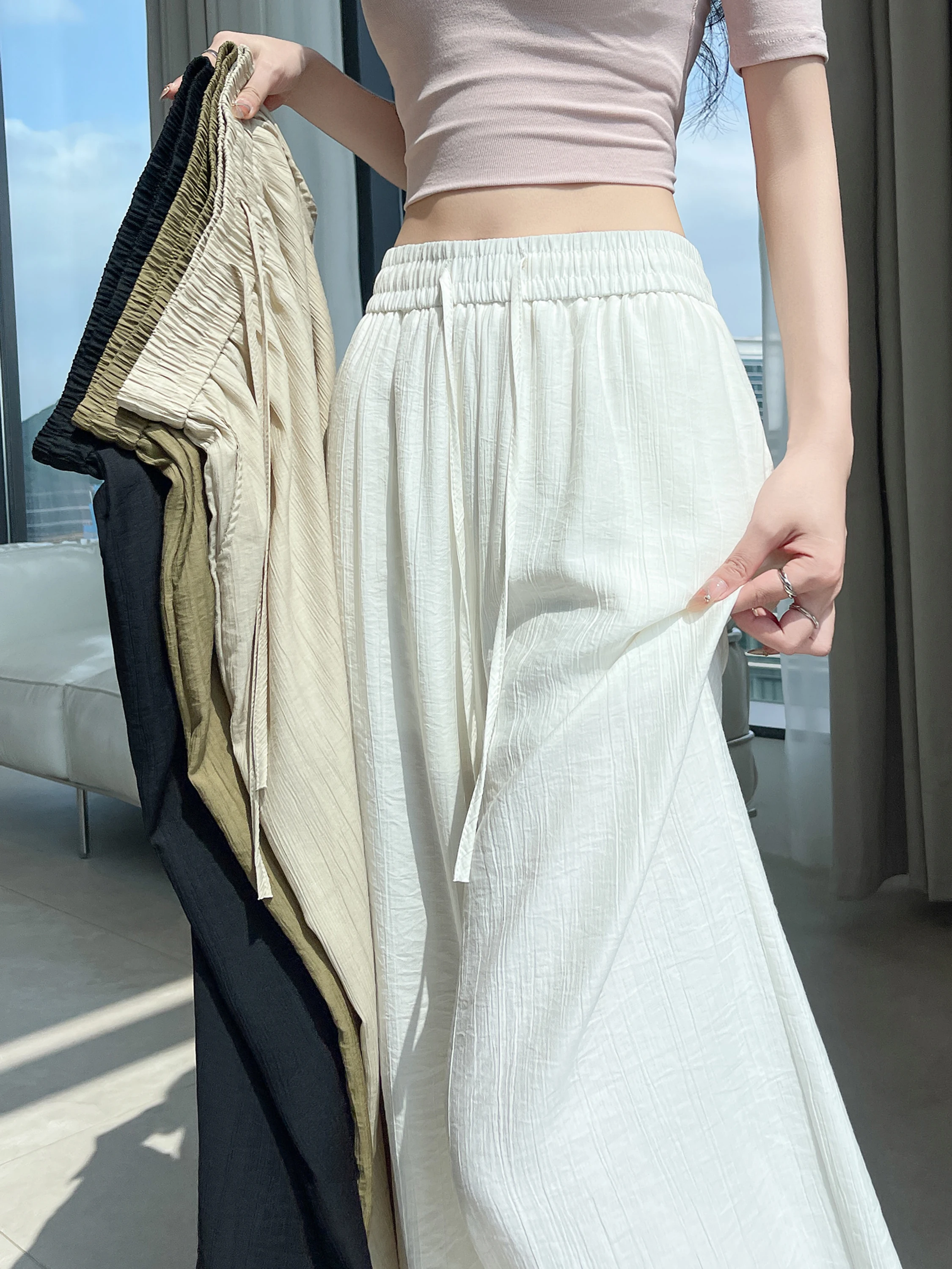 High Waist Wide Leg Pants Women's Summer New Loose Slimming Thin Cotton Linen Ice Silk Casual Floor-Length Trousers
High Waist Wide Leg Pants Women's Summer New Loose Slimming Thin Cotton Linen Ice Silk Casual Floor-Length Trousers