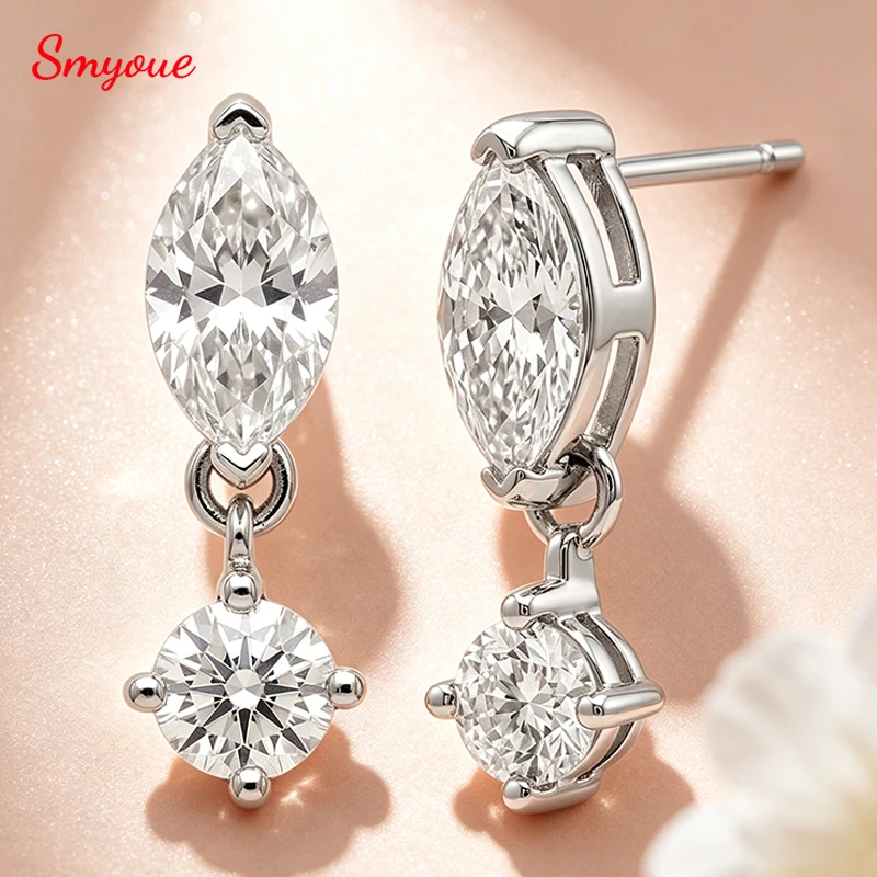 Smyoue 3 Color Rose Gold All Moissanite Stud Earrings for Women Girls Sparkling Jewelry Marquise Cut 925 Sterling Silver Jewelry
Smyoue 3 Color Rose Gold All Moissanite Stud Earrings for Women Girls Sparkling Jewelry Marquise Cut 925 Sterling Silver Jewelry