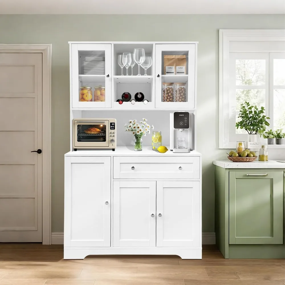 Kitchen Pantry Storage Cabinet, Freestanding Coffee Bar Cabinet with 14 Shelves and Drawer, Kitchen Hutch Storage Cabinet
Kitchen Pantry Storage Cabinet, Freestanding Coffee Bar Cabinet with 14 Shelves and Drawer, Kitchen Hutch Storage Cabinet
