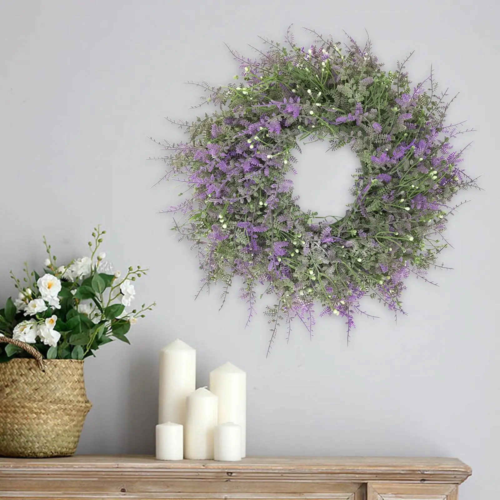 Front Door Wreath, 18 "Artificial Floral Wreath Lavender Wreath for Front Door
Front Door Wreath, 18 "Artificial Floral Wreath Lavender Wreath for Front Door