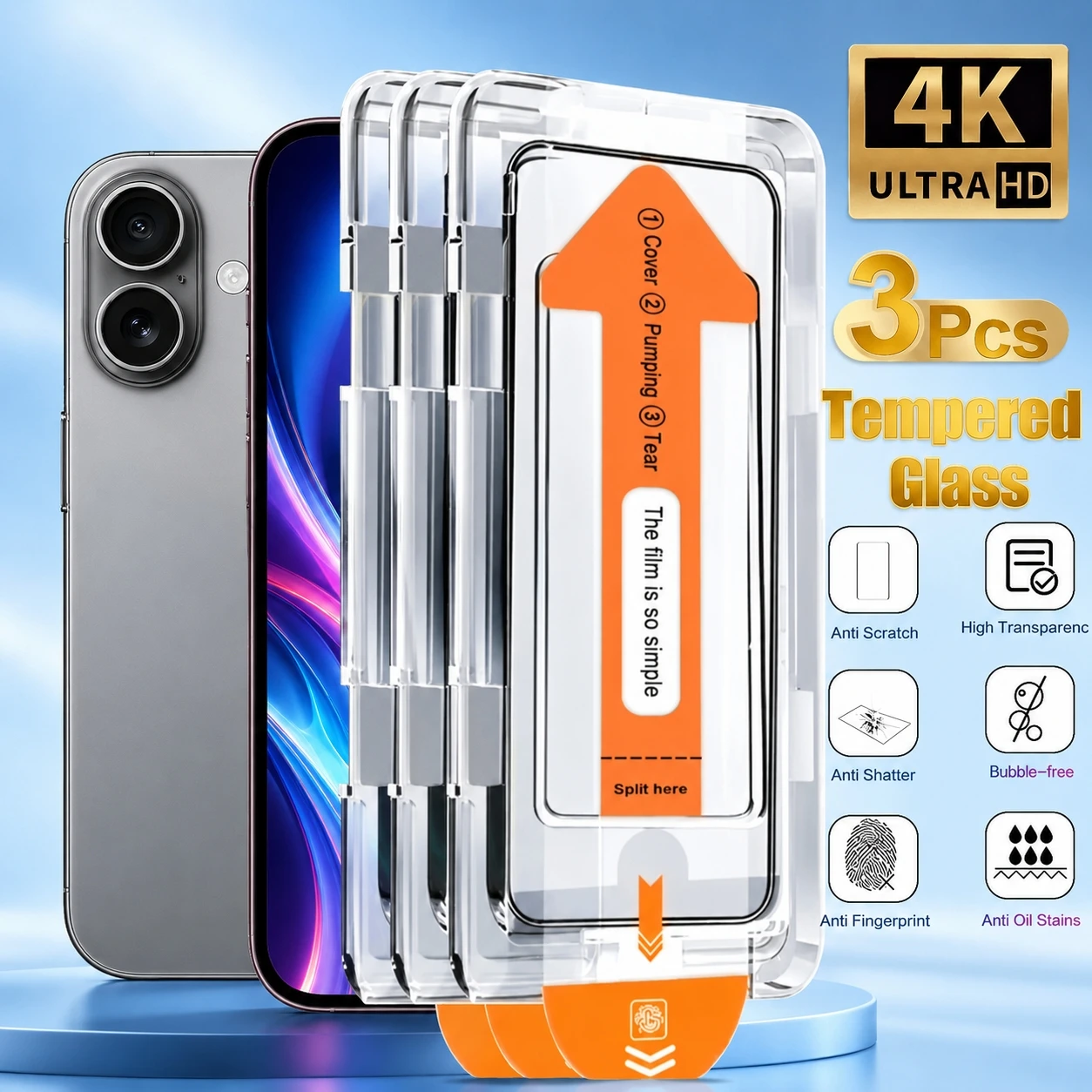 3Pcs Full Cover Screen Protector for iPhone 17 16 15 14 Pro Max Air 17e 16e 15 14 Plus 13 12 11 Pro One Click Installation Glass
3Pcs Full Cover Screen Protector for iPhone 17 16 15 14 Pro Max Air 17e 16e 15 14 Plus 13 12 11 Pro One Click Installation Glass