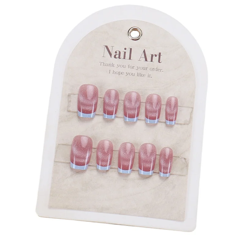 Summer fresh manicure wearing nail French simple blue edge cat eye removable white nail piece
Summer fresh manicure wearing nail French simple blue edge cat eye removable white nail piece