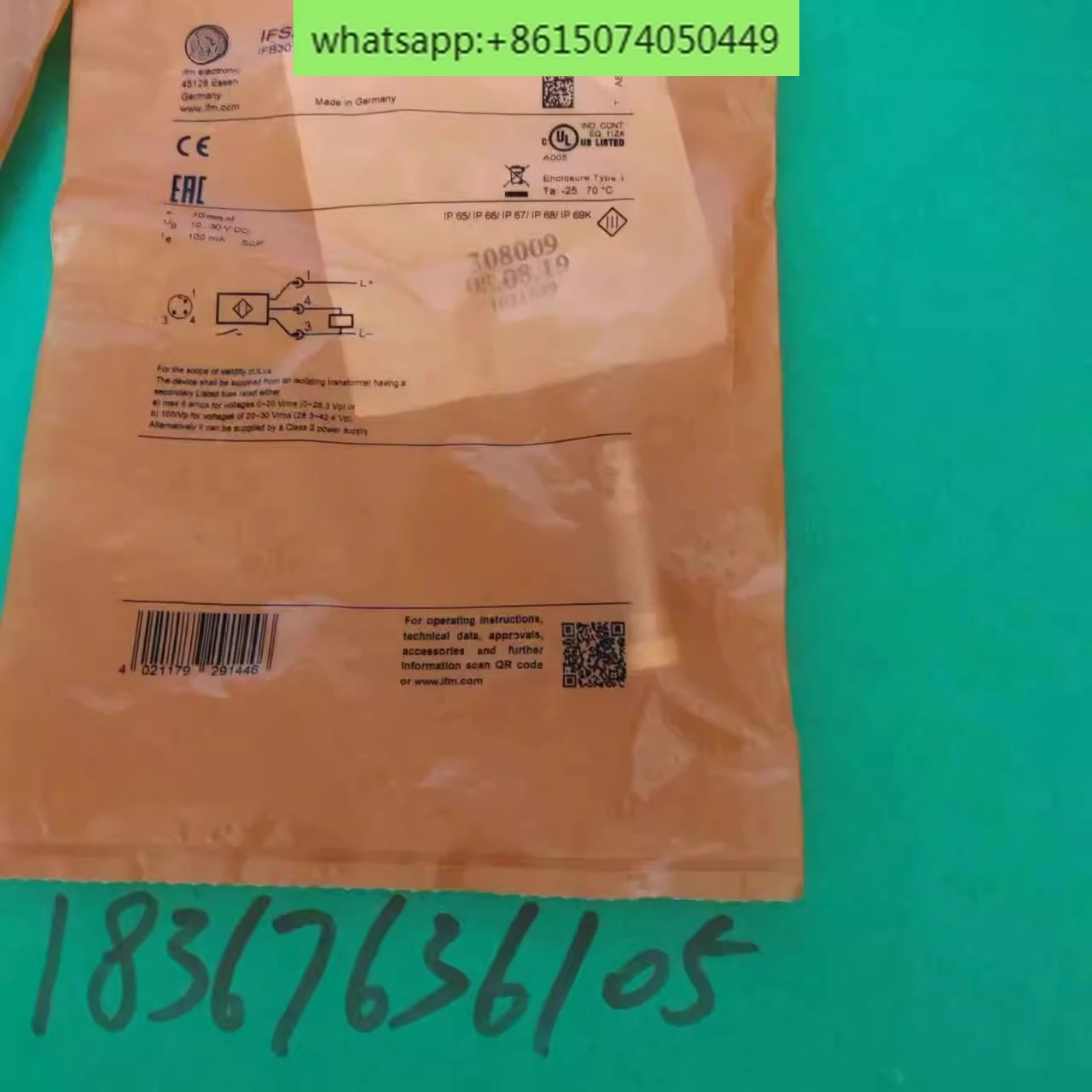 Inductive proximity switch IFS290 IFB3010-BPKG/K1/US-104 Yifumen IFM false one penalty ten
Inductive proximity switch IFS290 IFB3010-BPKG/K1/US-104 Yifumen IFM false one penalty ten