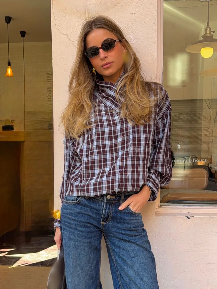 HH Woman New Fashion Long Sleeves Lapel Asymmetric Single Breasted Decoration Plaid Shirt Female Casual Loose High Street Tops
HH Woman New Fashion Long Sleeves Lapel Asymmetric Single Breasted Decoration Plaid Shirt Female Casual Loose High Street Tops