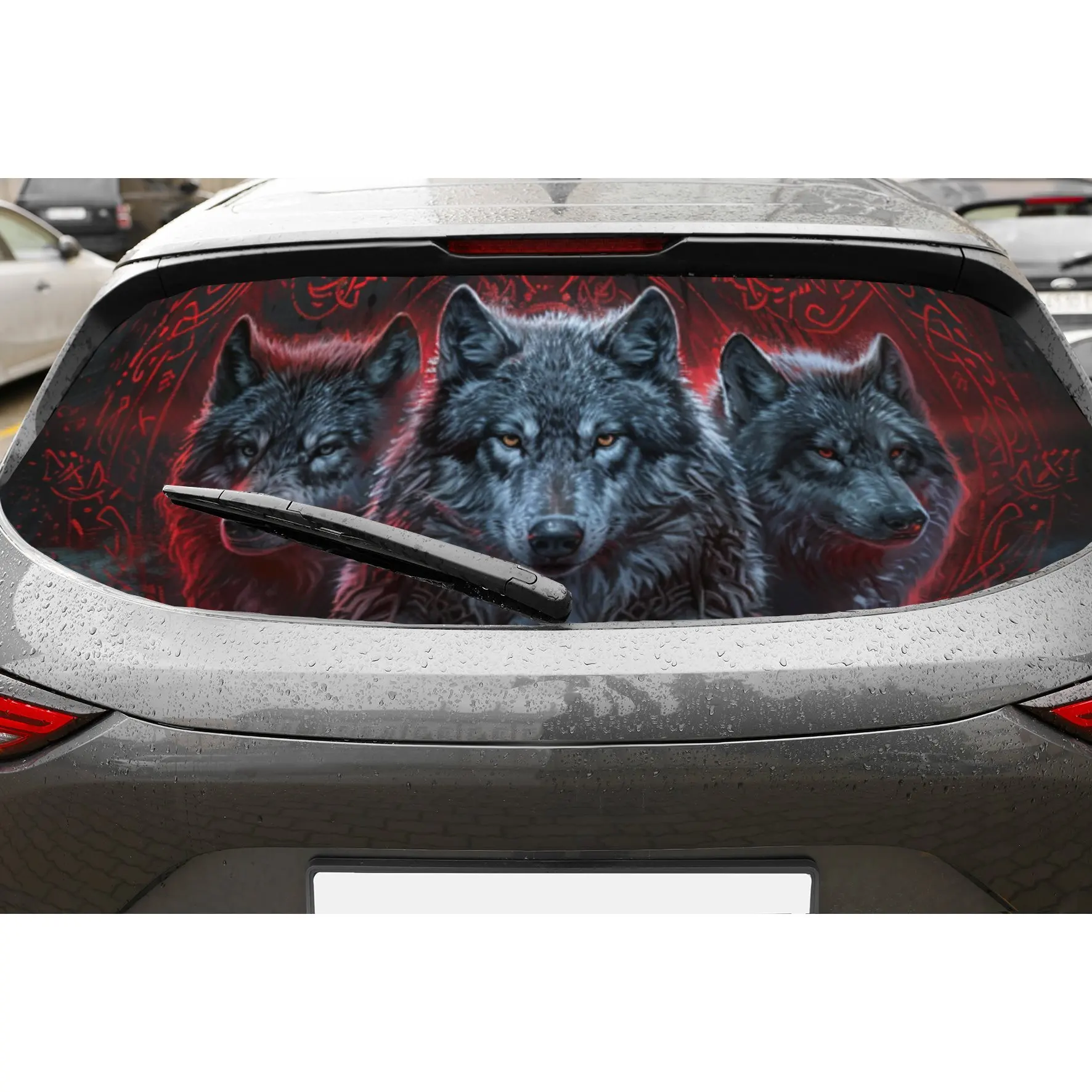 Rune Three Wolves PVC Perforated Car Vinyl Wraps, Privacy Enhancing Design for Rear Window, Car Rear Windshield Sticker for Most
Rune Three Wolves PVC Perforated Car Vinyl Wraps, Privacy Enhancing Design for Rear Window, Car Rear Windshield Sticker for Most