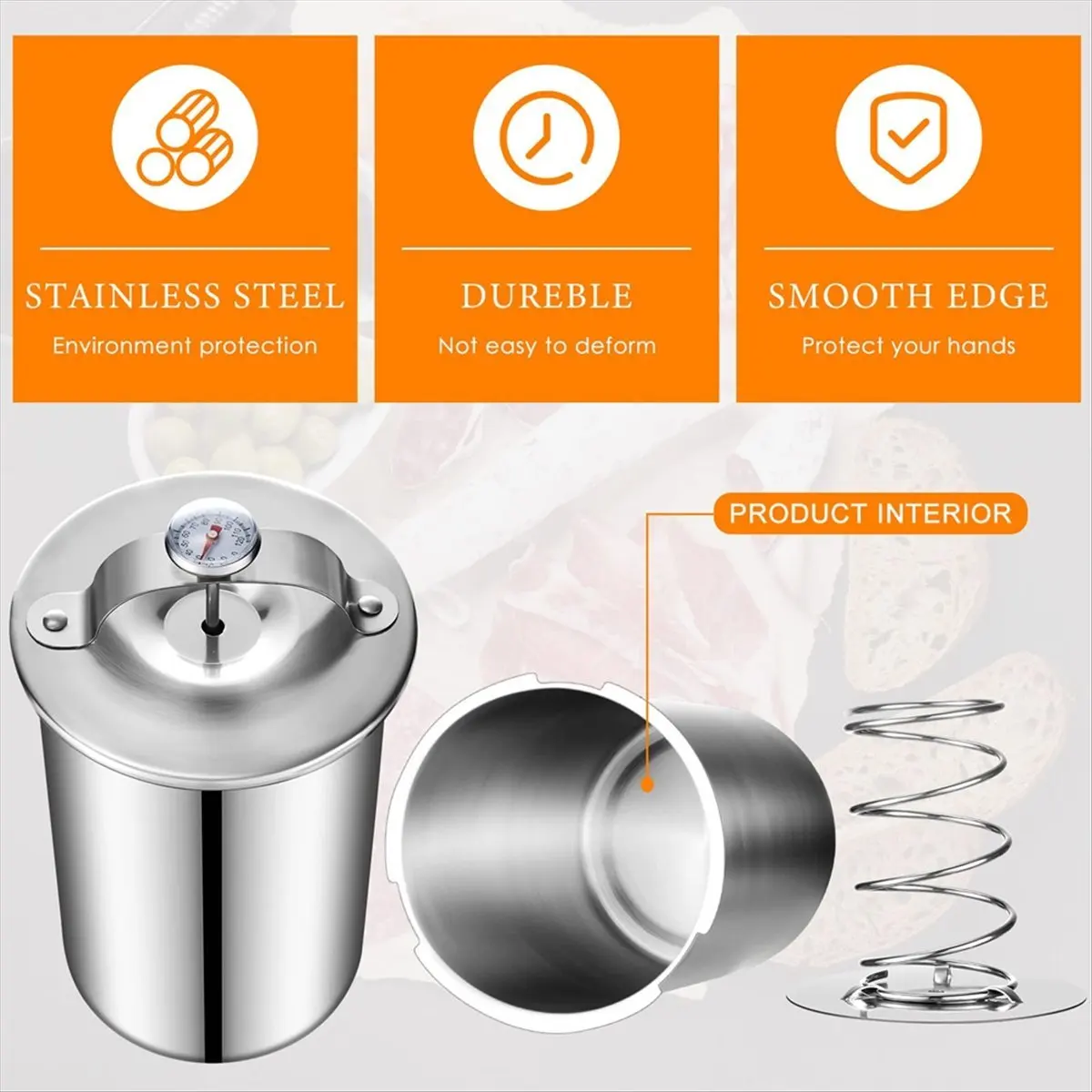HITL Meat Press Maker Stainless Steel Ham Press Maker with Thermometer Sandwich DeliMeat Press Bacon Ham Maker for Making
HITL Meat Press Maker Stainless Steel Ham Press Maker with Thermometer Sandwich DeliMeat Press Bacon Ham Maker for Making