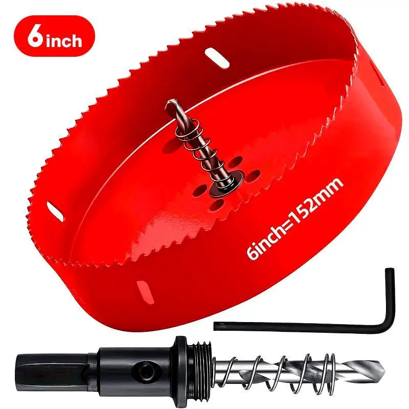 6 Inch Hole Saw for Wood, HSS BI-Metal Hole Cutter with Hex Shank Drill Bit Adapter for Cornhole Boards Plastic Drywall Fiberboa
6 Inch Hole Saw for Wood, HSS BI-Metal Hole Cutter with Hex Shank Drill Bit Adapter for Cornhole Boards Plastic Drywall Fiberboa
