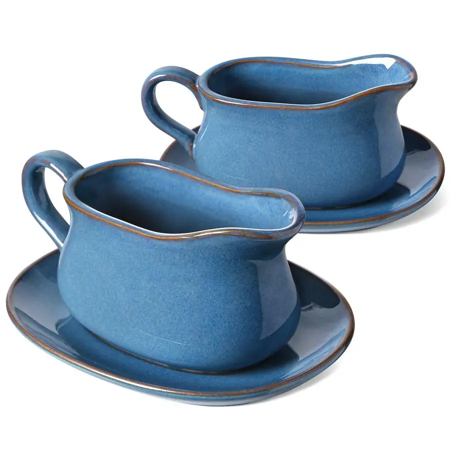 17oz Gravy Boat with Saucer Stand, Set of 2, Ceramic Sauce Boat with Tray for Salad Dressings, Creamer, Broth, Black Pepper, Cey
17oz Gravy Boat with Saucer Stand, Set of 2, Ceramic Sauce Boat with Tray for Salad Dressings, Creamer, Broth, Black Pepper, Cey