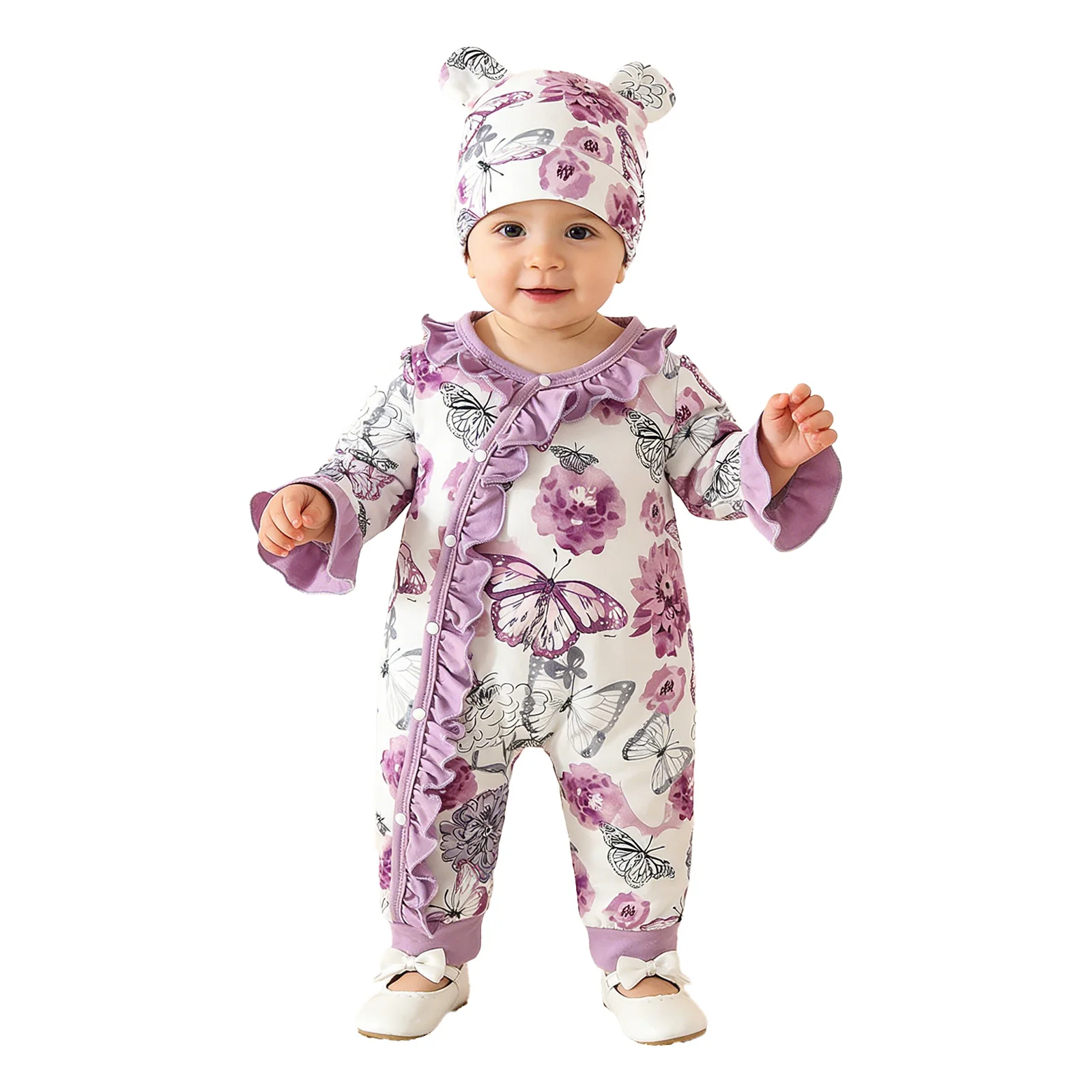 Комплект для новорожденных девочек: комбинезон с длинными рукавами и цветочным принтом, шапочка и повязка на голову для фотосессий весной и осенью
Комплект для новорожденных девочек: комбинезон с длинными рукавами и цветочным принтом, шапочка и повязка на голову для фотосессий весной и осенью