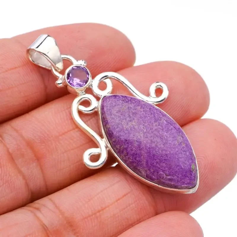 Hesy® Natural Variscite In Purpurite Amethyst Handmade 925 Sterling Silver Pendant 2" F5155
Hesy® Natural Variscite In Purpurite Amethyst Handmade 925 Sterling Silver Pendant 2" F5155