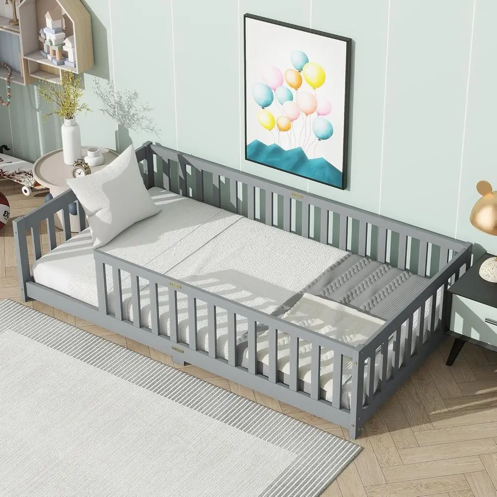 Детская кровать-чердак Twin Size с высоким бортиком, деревянный дизайн, серое покрытие
Детская кровать-чердак Twin Size с высоким бортиком, деревянный дизайн, серое покрытие