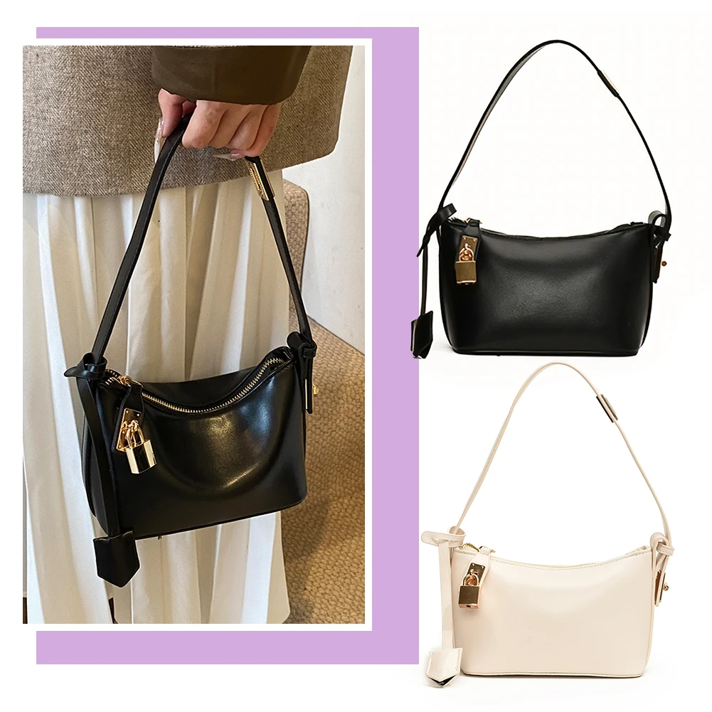 Women Leather Underarm Bag Solid Color PU Leather Hobo Tote Handbag Zipper Trendy Hobo Bag with Lock Decor Everyday Purses
Women Leather Underarm Bag Solid Color PU Leather Hobo Tote Handbag Zipper Trendy Hobo Bag with Lock Decor Everyday Purses