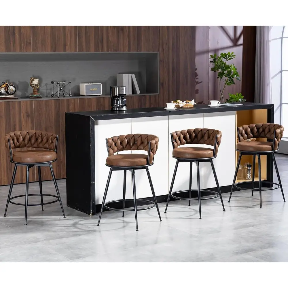 Set of 4 24 Swivel Counter Height Bar Stools with Woven Back and Suede Fabric, Metal Frame, Suitable for Kitchen Island or Pub i
Set of 4 24 Swivel Counter Height Bar Stools with Woven Back and Suede Fabric, Metal Frame, Suitable for Kitchen Island or Pub i