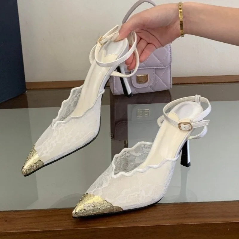 Aneikeh Elegant White Lace Slingback Stiletto Heels Pointed Toe Ankle Strap Buckle Sandals Wedding Party Ladies Dress Pumps
Aneikeh Elegant White Lace Slingback Stiletto Heels Pointed Toe Ankle Strap Buckle Sandals Wedding Party Ladies Dress Pumps