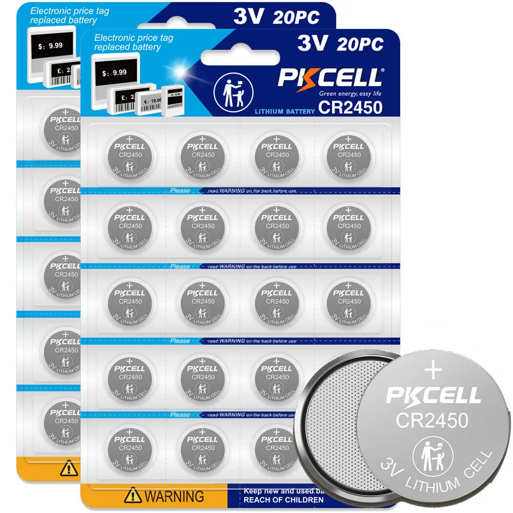 PKCELL 40PCS 3V 2450 Cell Coin Button Battery ECR2450 BR2450 CR2450 Button Cell Batteries For Video Camera Watch
PKCELL 40PCS 3V 2450 Cell Coin Button Battery ECR2450 BR2450 CR2450 Button Cell Batteries For Video Camera Watch