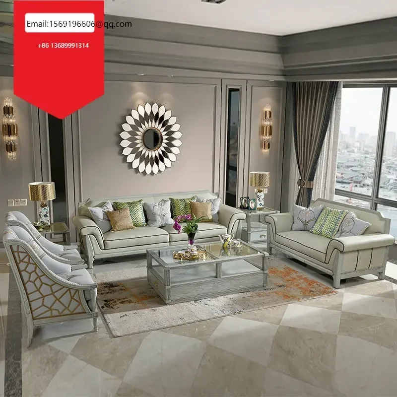 American luxury sofa combination first leather simple style leather sofa living room solid wood furniture villa
American luxury sofa combination first leather simple style leather sofa living room solid wood furniture villa