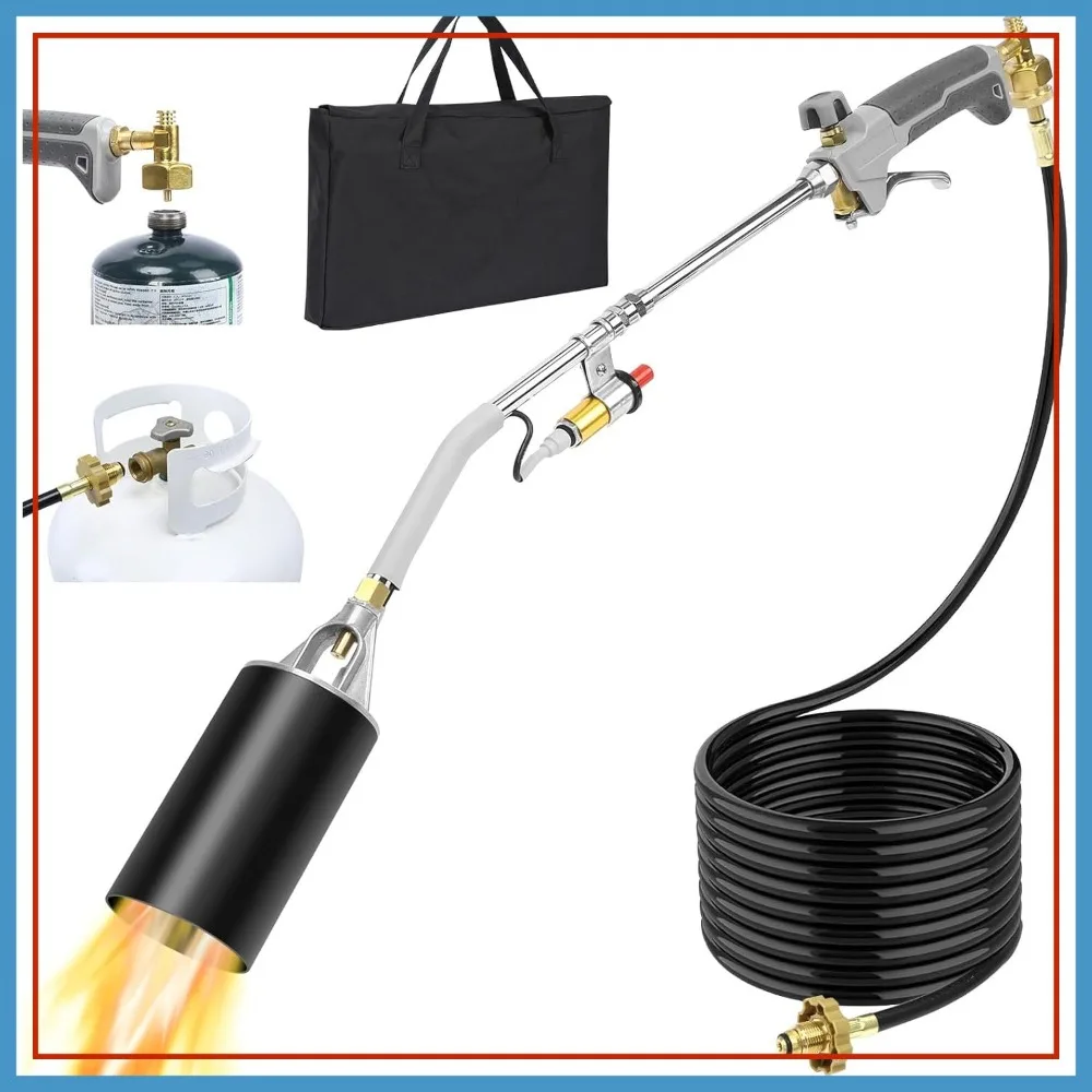 500,000 BTU Propane Torch Weed Burner with Storage Bag, 10FT Hose, Push-Button Igniter, Turbo Trigger, Flame Control for Weeds, Asphalt, Ice
500,000 BTU Propane Torch Weed Burner with Storage Bag, 10FT Hose, Push-Button Igniter, Turbo Trigger, Flame Control for Weeds, Asphalt, Ice