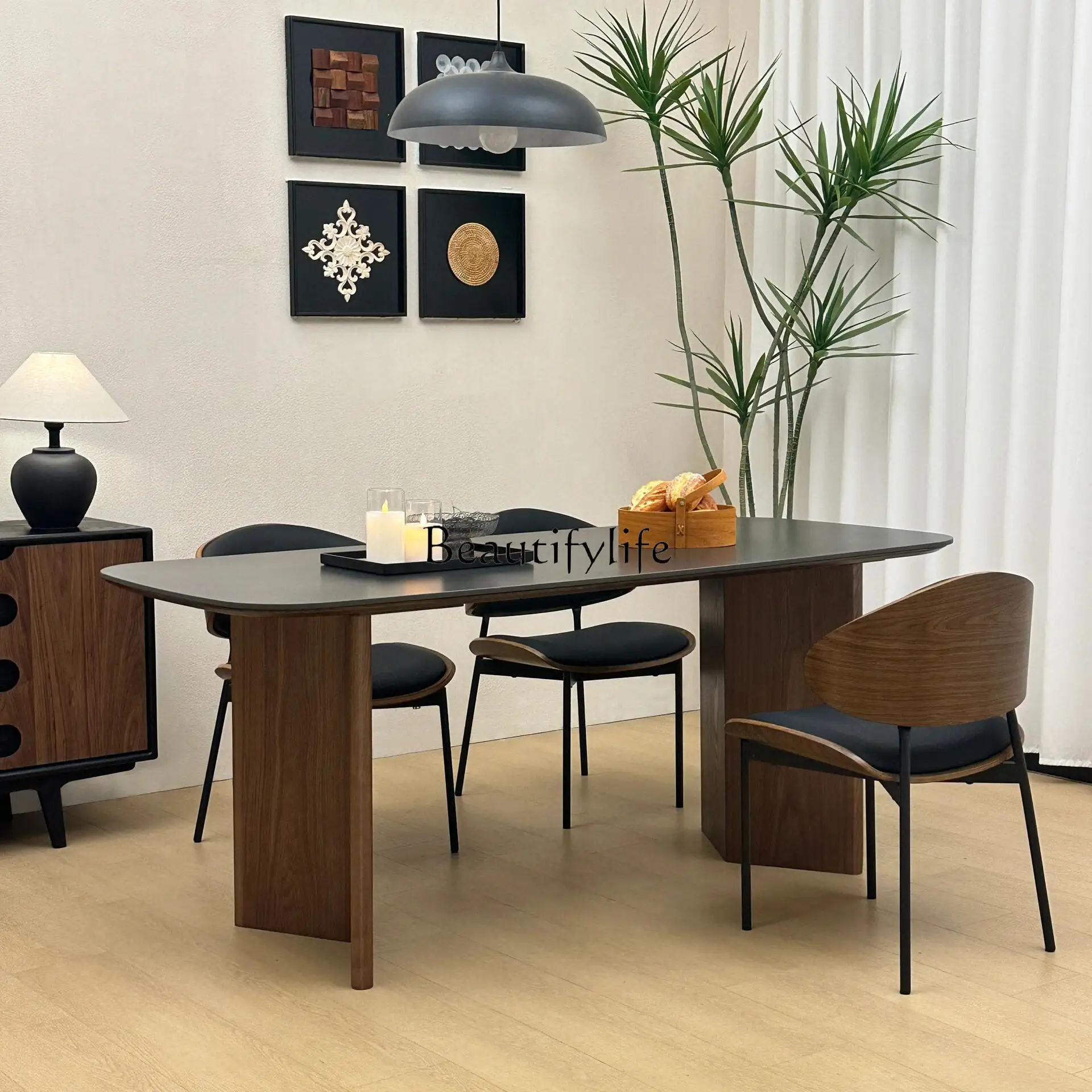 Retro style black walnut ash wood solid wood dining table rectangular small apartment
Retro style black walnut ash wood solid wood dining table rectangular small apartment