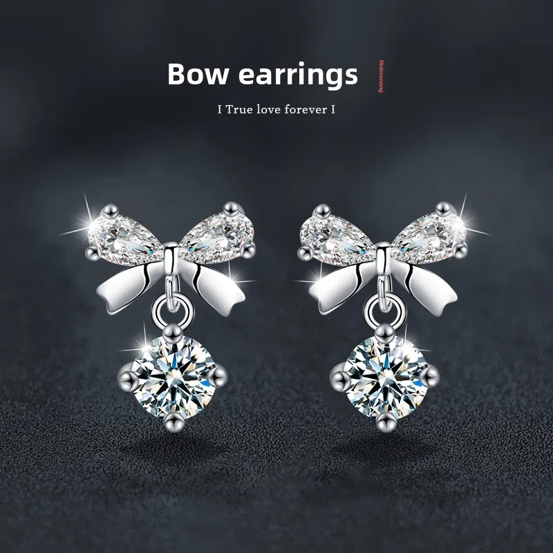 0.3ct×2 Moissanite 925 Silver Rhodium Bow Earrings for Women | Elegant Dangle Earrings with GRA Cert
0.3ct×2 Moissanite 925 Silver Rhodium Bow Earrings for Women | Elegant Dangle Earrings with GRA Cert