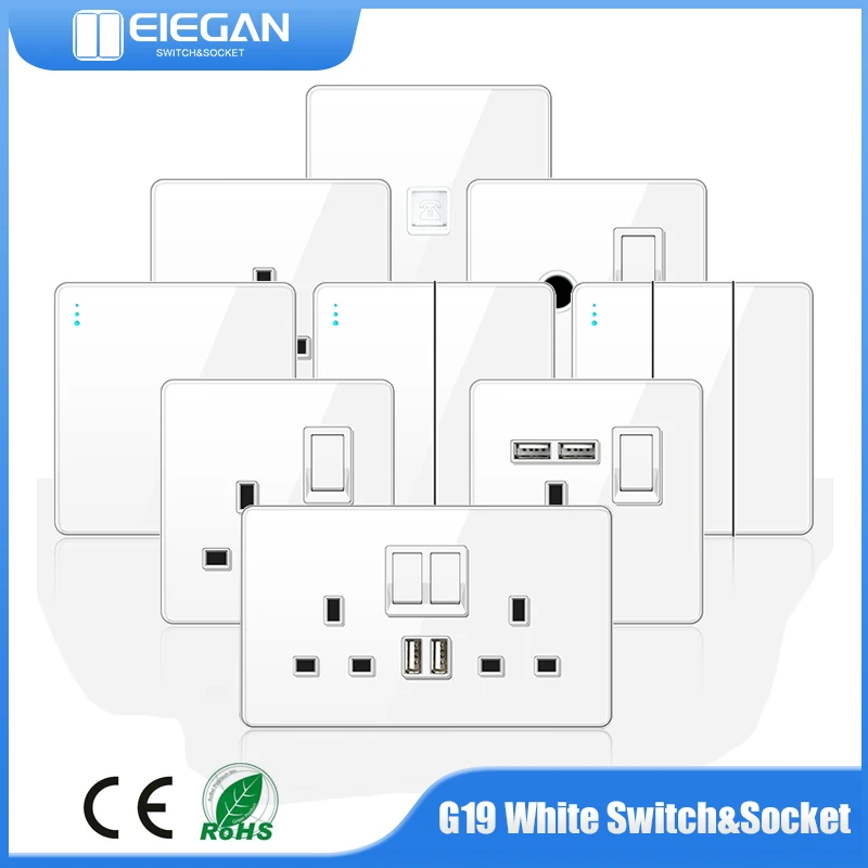 White Full Tempered Glass Panel UN UK EU Standard Wall Light Switch Power Socket USB Type-C Outlet TV TEL Computer USB Socket
White Full Tempered Glass Panel UN UK EU Standard Wall Light Switch Power Socket USB Type-C Outlet TV TEL Computer USB Socket