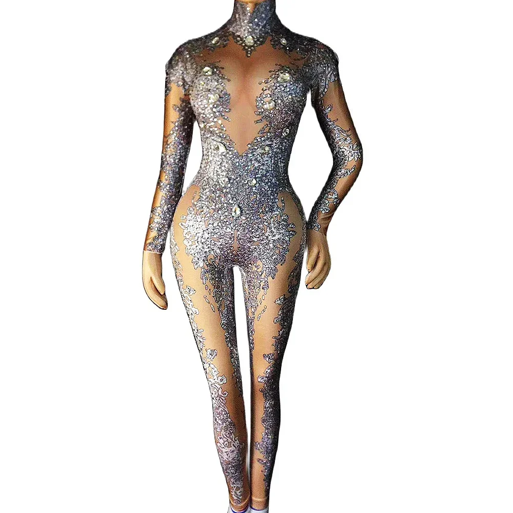 2025 New Women Sparkling Rhinestones Jumpsuit Long Sleeve Personality Dance Wear Silver
2025 New Women Sparkling Rhinestones Jumpsuit Long Sleeve Personality Dance Wear Silver