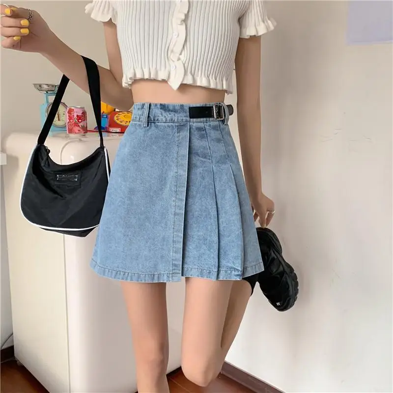 Elegant Skirts Women Summer Blue Solid Denim High Waist A-line Mini Skirt Sexy Sashes Womens Fashion Korean Chic Kawaii Casual
Elegant Skirts Women Summer Blue Solid Denim High Waist A-line Mini Skirt Sexy Sashes Womens Fashion Korean Chic Kawaii Casual