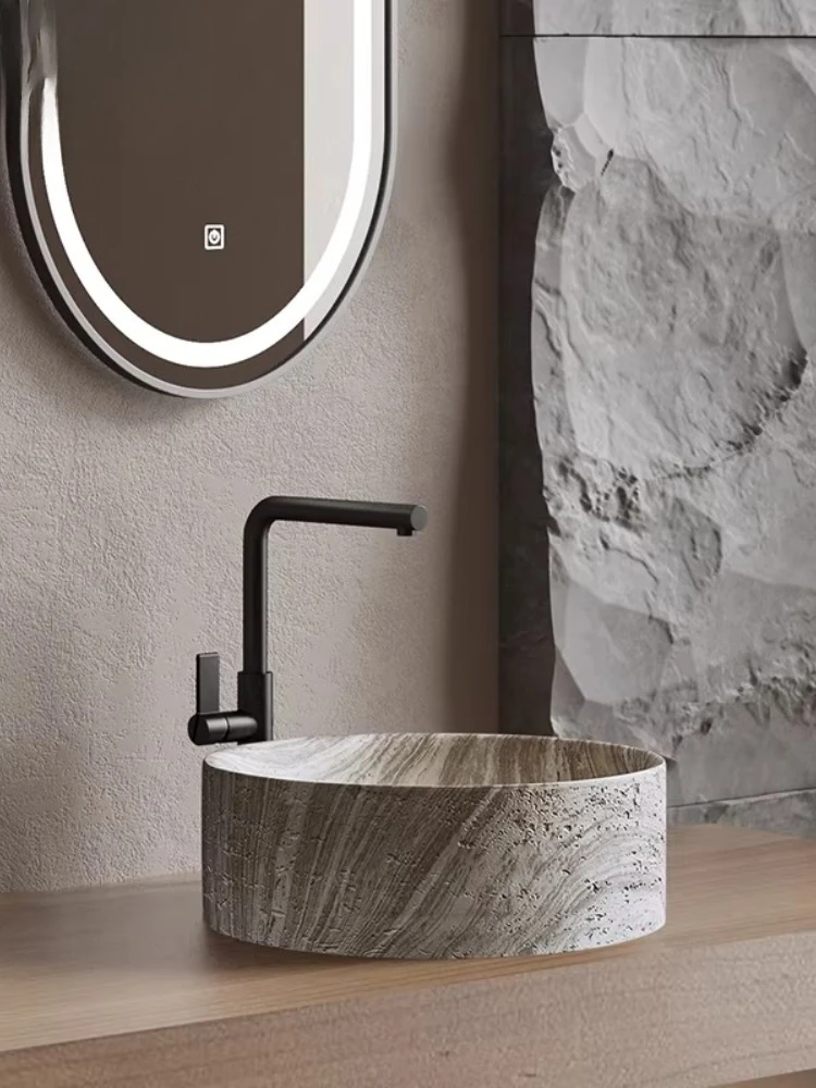 Minimalist travertine platform basin hotel B & B high-end fashion round face wash art basin
Minimalist travertine platform basin hotel B & B high-end fashion round face wash art basin