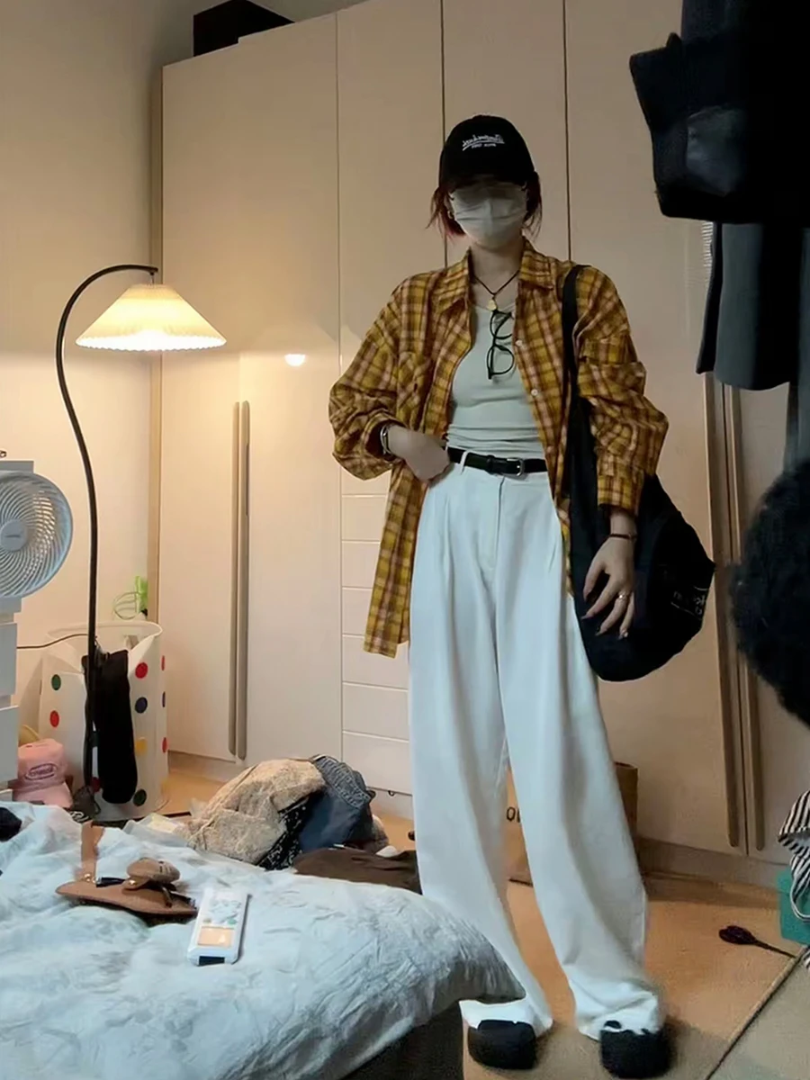 plus Size Women's Plaid Shirt Jacket Loose Casual Slimming Vintage White Yellow Early Autumn Fashion Set Chinese Brand 1977
plus Size Women's Plaid Shirt Jacket Loose Casual Slimming Vintage White Yellow Early Autumn Fashion Set Chinese Brand 1977