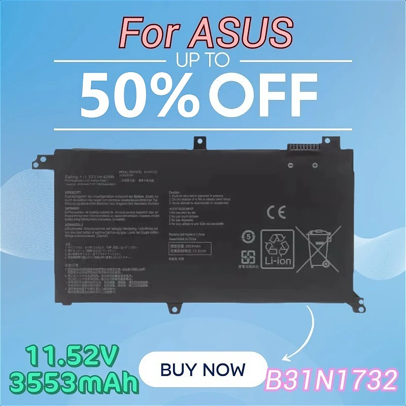 11.52V 3553mAh Laptop Battery B31N1732 for ASUS for ZenBook S 2nd Generation S4300F S4300U X430F VX60G
11.52V 3553mAh Laptop Battery B31N1732 for ASUS for ZenBook S 2nd Generation S4300F S4300U X430F VX60G