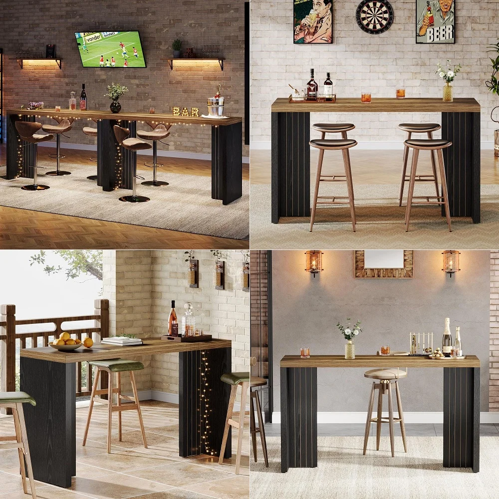 63Inch Bar Table, Wood Rustic Counter Height Pub Table, Rectangular Bar Height Dining Table with Thickened Tabletop and Sturdy
63Inch Bar Table, Wood Rustic Counter Height Pub Table, Rectangular Bar Height Dining Table with Thickened Tabletop and Sturdy