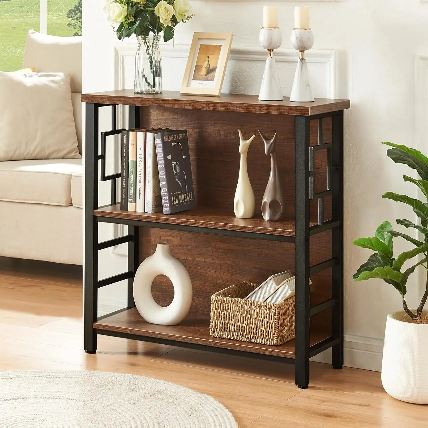 3-Tier Small Bookshelf with Storage, Rustic Brown for Living Room, Bedroom, Office
3-Tier Small Bookshelf with Storage, Rustic Brown for Living Room, Bedroom, Office
