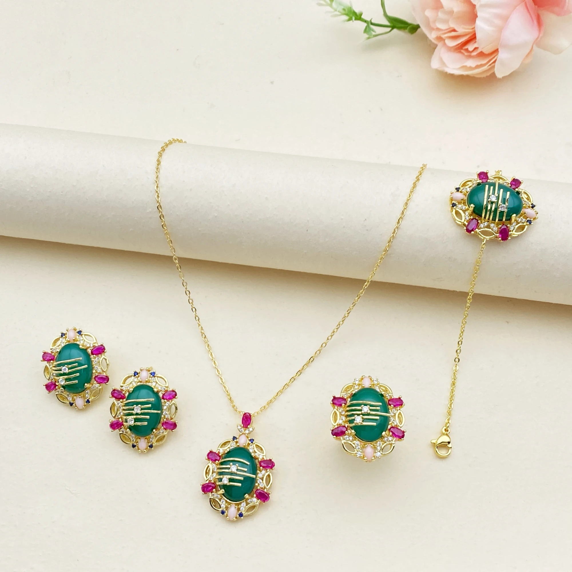JRH Daily Commute Women's Jewelry Set Gold Plated Copper Zircon Earrings Necklace Ring Bracelet for Office Wear
JRH Daily Commute Women's Jewelry Set Gold Plated Copper Zircon Earrings Necklace Ring Bracelet for Office Wear
