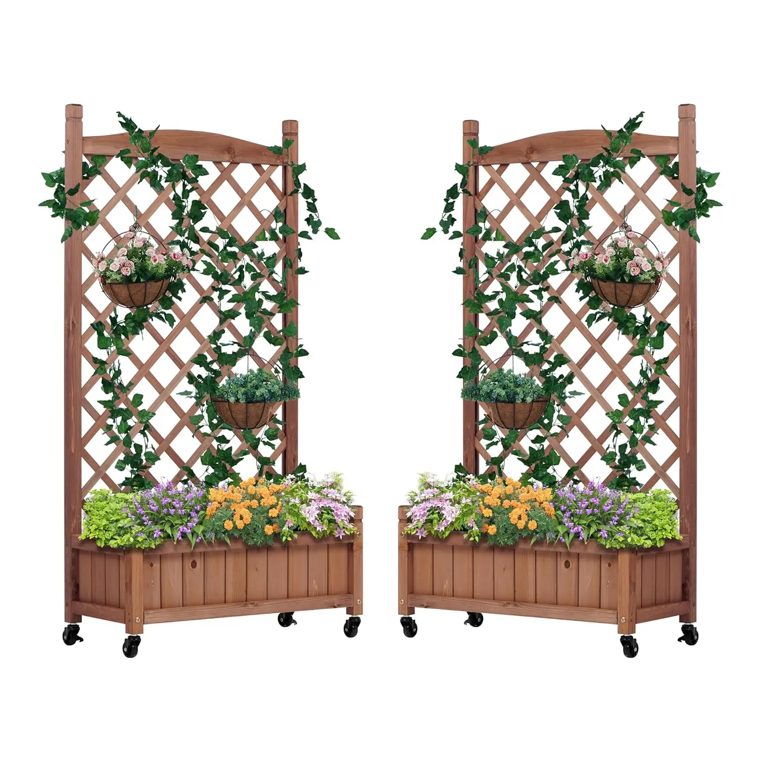 Raised Garden Bed with Trellies 2 Pack, Outdoor Wooden Planter Box & Plant Stand with Climbing Racks
Raised Garden Bed with Trellies 2 Pack, Outdoor Wooden Planter Box & Plant Stand with Climbing Racks
