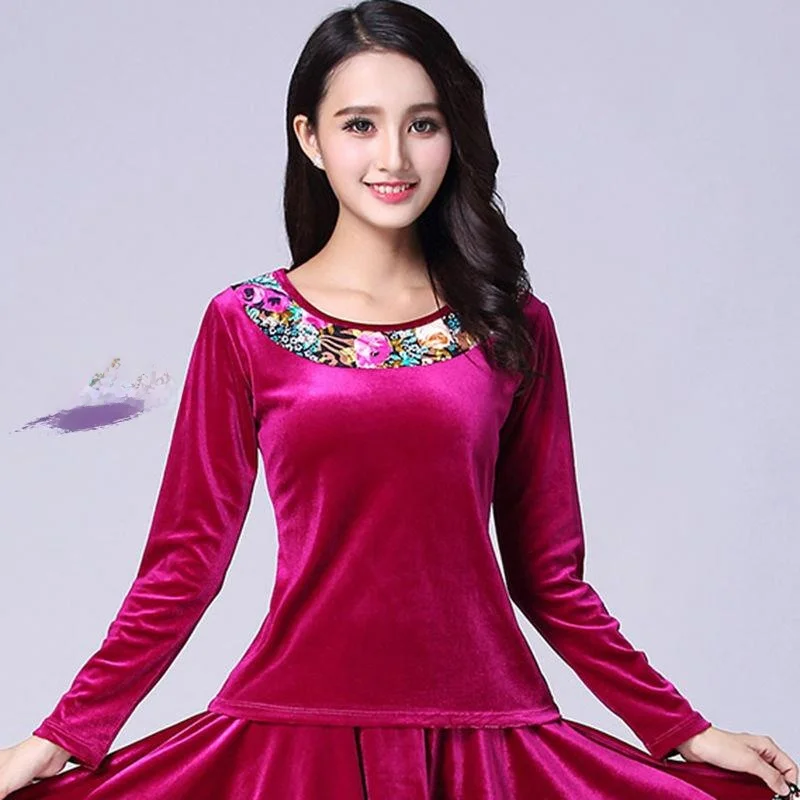 Autumn Winter New Style Gold Velvet Square Dance Outfit Set Long Sleeve Maxi Skirt Dancing Clothes for Middle Aged And Elderl...
Autumn Winter New Style Gold Velvet Square Dance Outfit Set Long Sleeve Maxi Skirt Dancing Clothes for Middle Aged And Elderl...