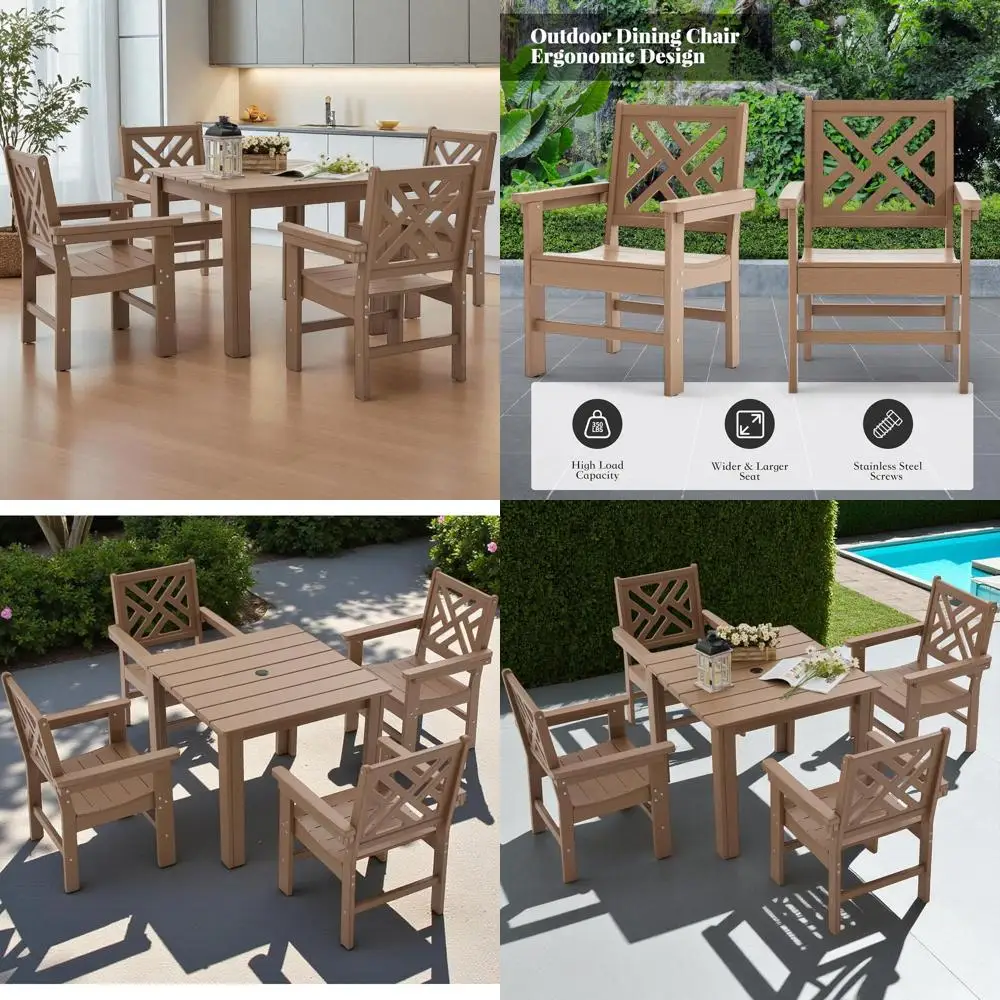 5-Piece Brown HDPE Outdoor Dining Set with 4 Armchairs and 35.5 Square Table
5-Piece Brown HDPE Outdoor Dining Set with 4 Armchairs and 35.5 Square Table