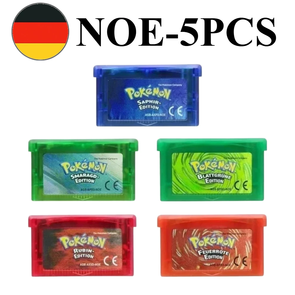 Pokemon German GBA Game Cartridge - Emerald FireRed LeafGreen Ruby Sapphire 32 Bit Game Collection 5 Styles NOE Version
Pokemon German GBA Game Cartridge - Emerald FireRed LeafGreen Ruby Sapphire 32 Bit Game Collection 5 Styles NOE Version